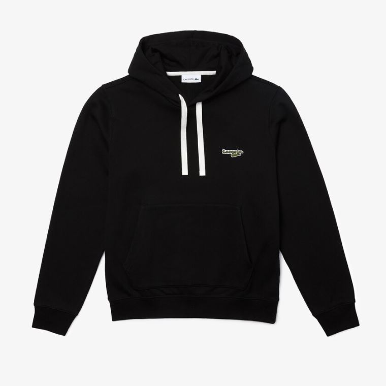 Lacoste Kukuletalı Fleece Sweatshirt Siyah | gqBJrENw