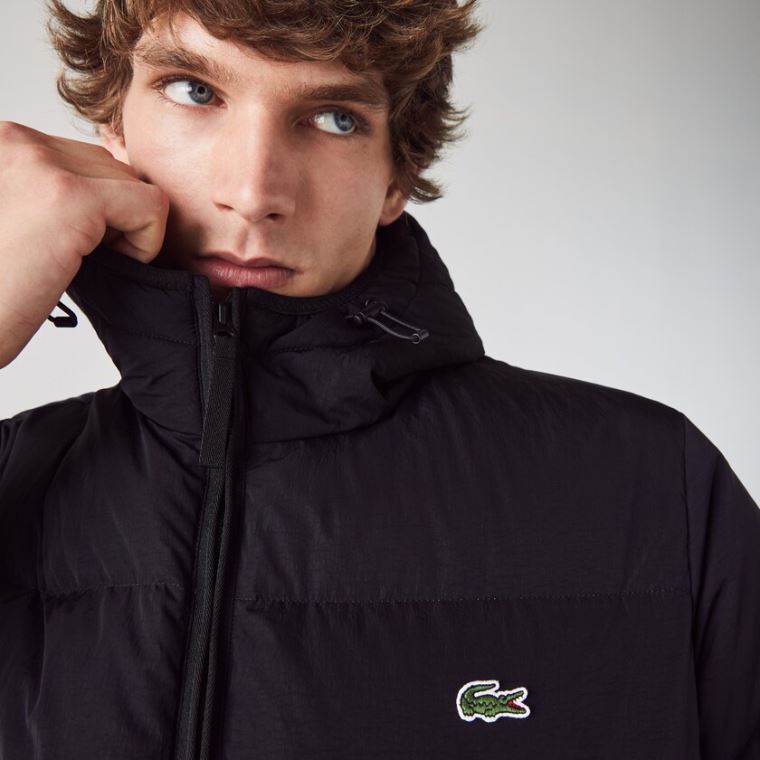 Lacoste Kısa Hafif Su-Resistant Puffer Coat Siyah | 32S3Nv29