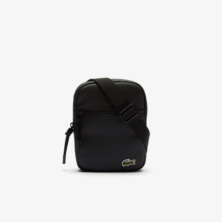 Lacoste LCST Coated Kanvas Small Düz Crossbody Bag Siyah | pF5d7ep1