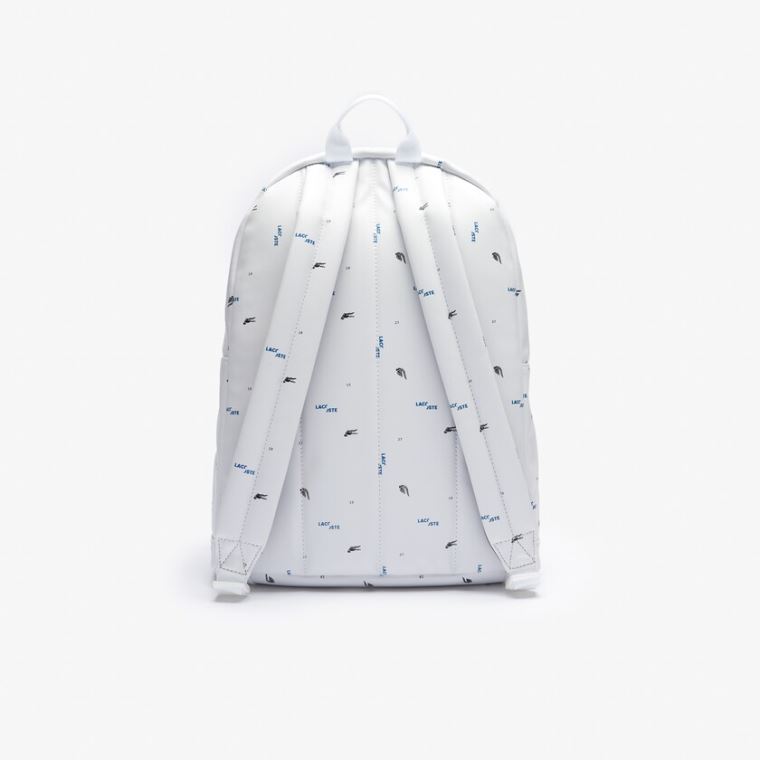 Lacoste LCST Printed Coated Kanvas Backpack Beyaz | lWgNxlKX