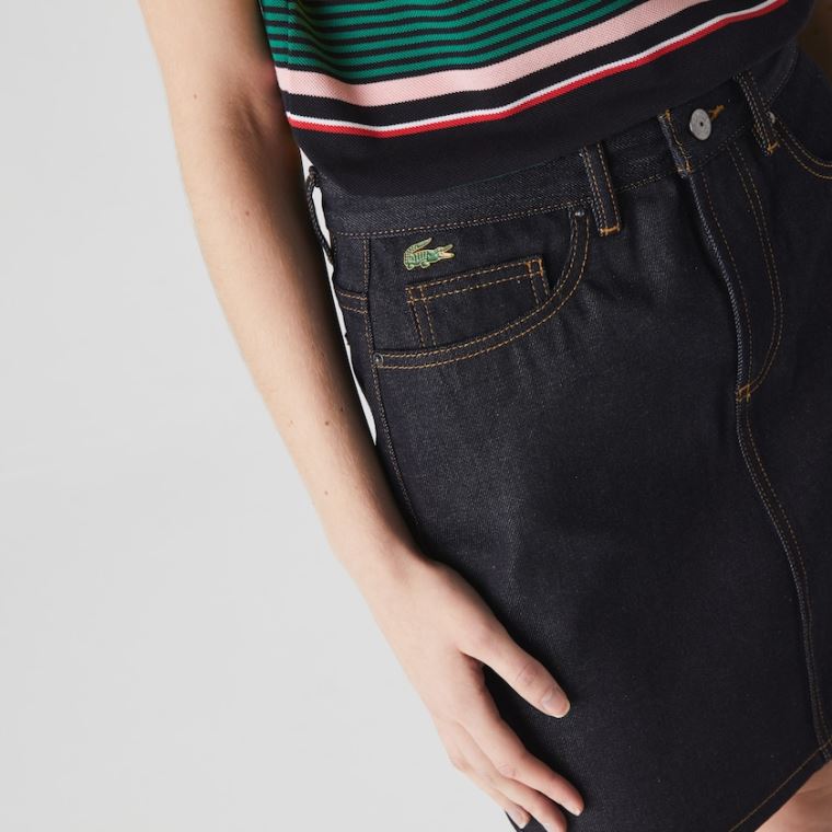 Lacoste LIVE Dark Denim Mini-Skirt Mavi | EE7NjyDf