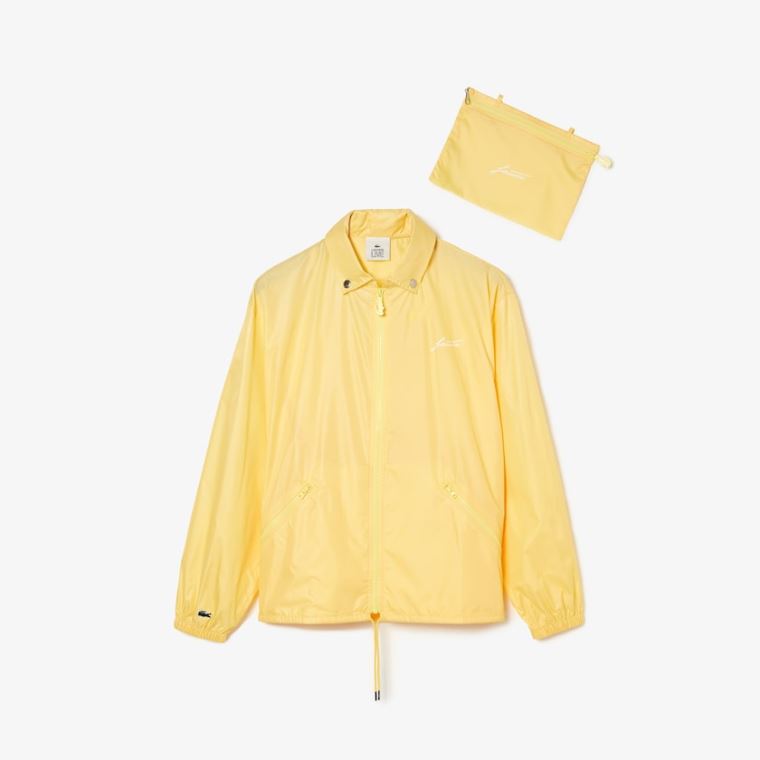 Lacoste LIVE Hafif Collapsible Zip Rain Jacket Sarı | dgsApEdZ