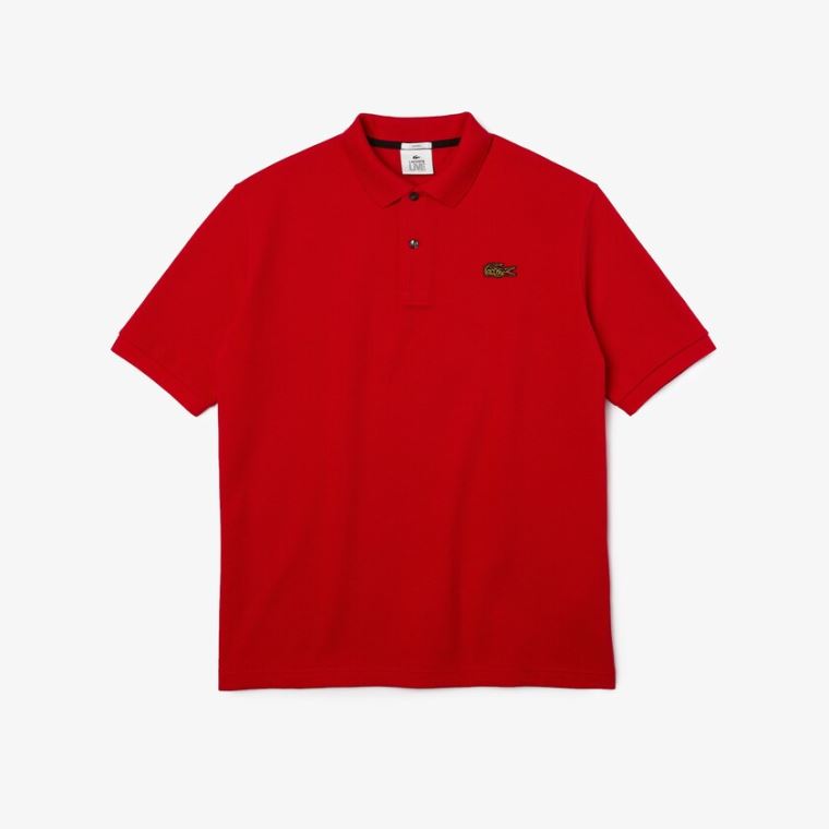 Lacoste LIVE Loose Fit Pamuklu Piqué Polo Shirt Kırmızı | pIjaaH7r