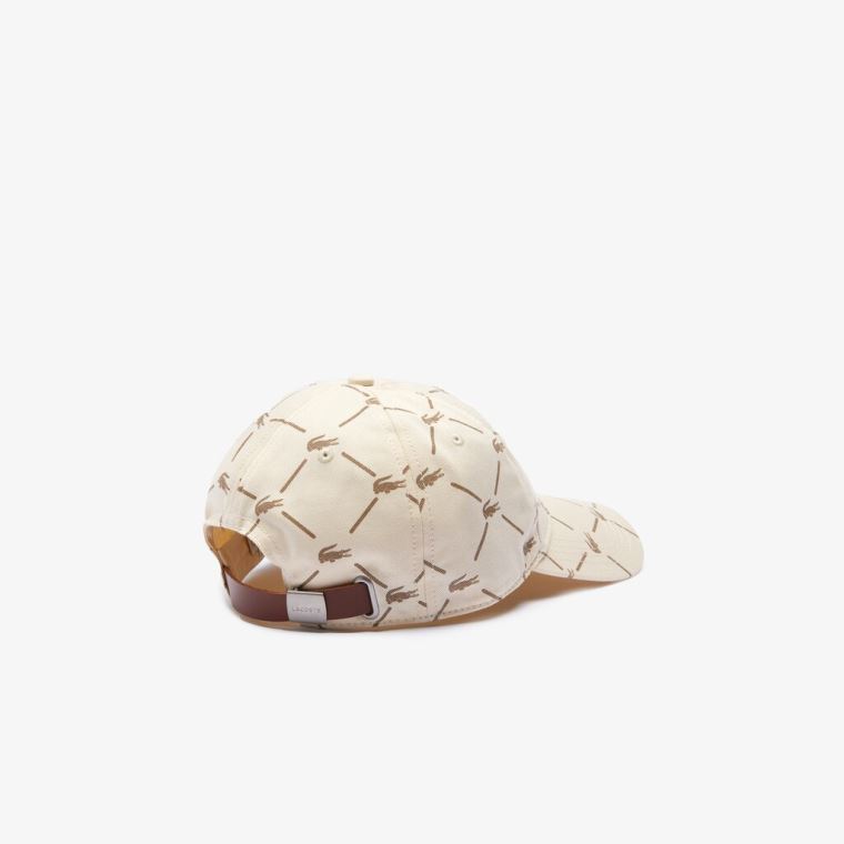 Lacoste LIVE Monogram Printed Pamuklu Cap Bej Rengi | nEx6C0bs