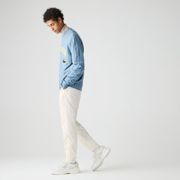 Lacoste LIVE Print Tracksuit Pants Beyaz Bej Rengi | PxkqUmGk