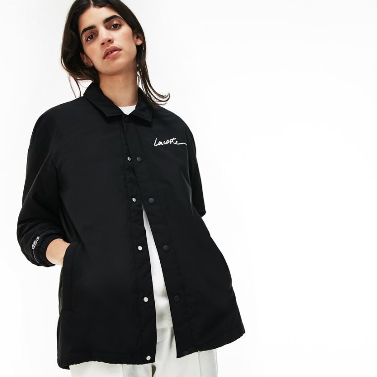 Lacoste LIVE Signature Taffeta Jacket Siyah | EYyOSVHN