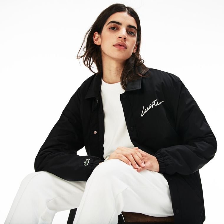 Lacoste LIVE Signature Taffeta Jacket Siyah | EYyOSVHN