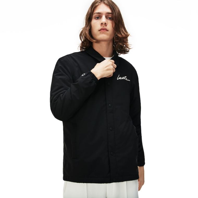 Lacoste LIVE Signature Taffeta Jacket Siyah | EYyOSVHN