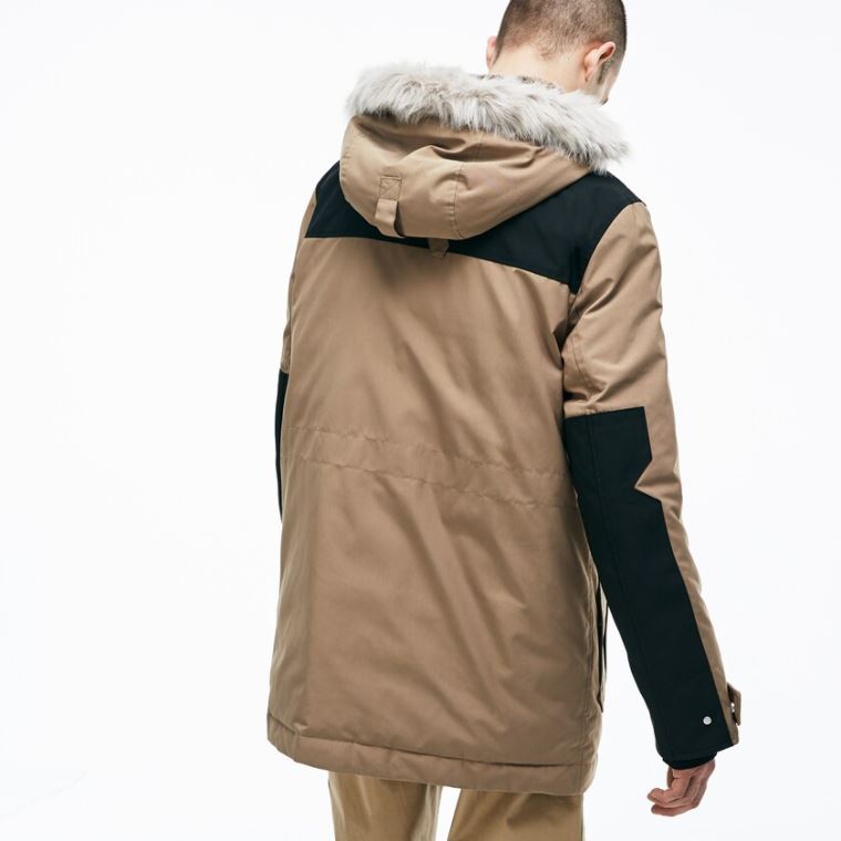 Lacoste LIVE Su-Resistant Kanvas Quilted Parka Bej Rengi Siyah | UjuWUou5