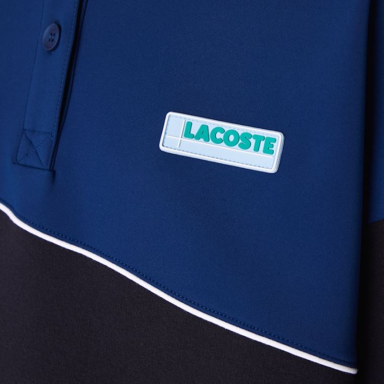 Lacoste LIVE Two-Tone Fleece And Neoprene Polo Elbise Lacivert Mavi Mavi | hm00rqbc