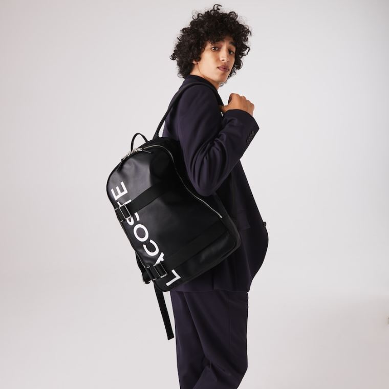 Lacoste L.12.12 Branded And Askılı Backpack Siyah Beyaz | BVgbnl89