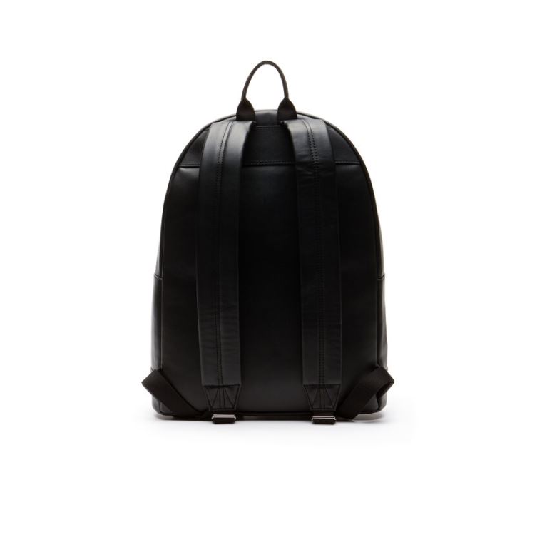 Lacoste L.12.12 Gündelik Embossed Lettering Deri Backpack Siyah | qUHwytO9