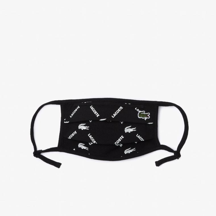 Lacoste L.12.12 Printed Face Mask with Adjustable Askılı Siyah Beyaz Siyah Yeşil Beyaz | hkoGaJat