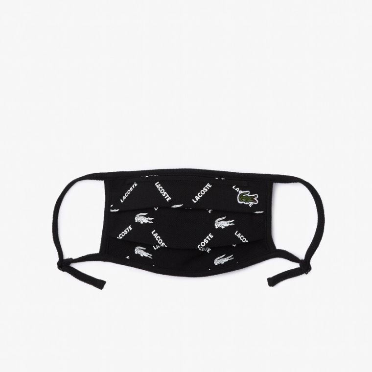 Lacoste L.12.12 Printed Face Mask with Adjustable Askılı Siyah Beyaz Siyah Yeşil Beyaz | phkdEWYa