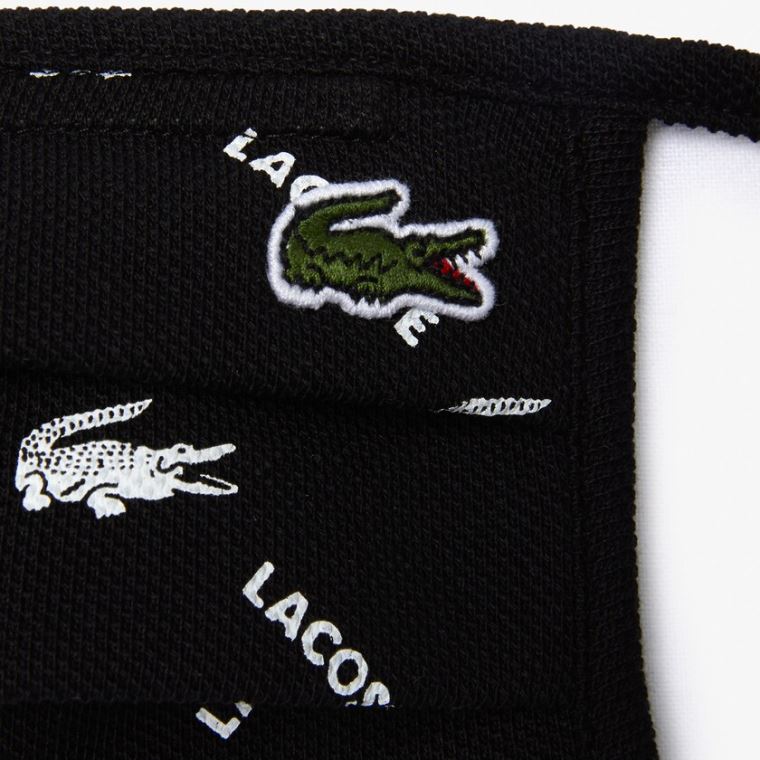 Lacoste L.12.12 Printed Face Mask with Adjustable Askılı Siyah Beyaz Siyah Yeşil Beyaz | phkdEWYa