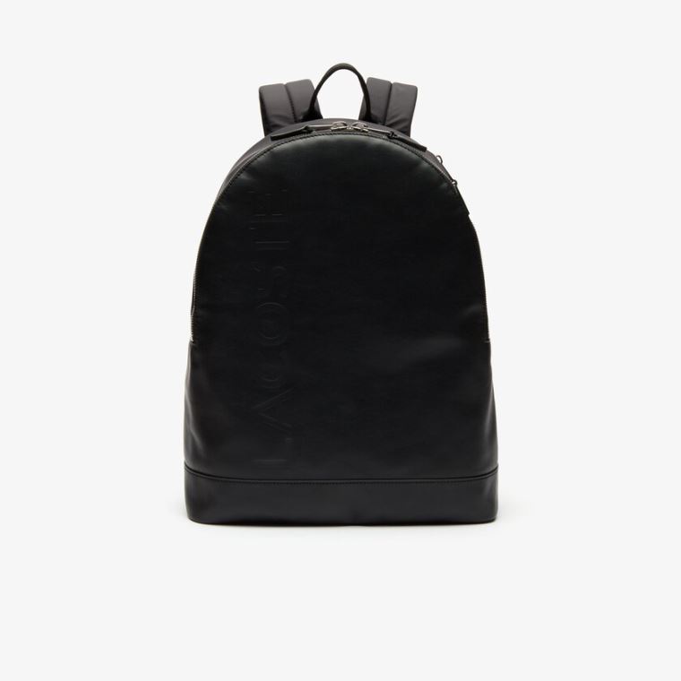 Lacoste L.12.12 Signature Deri Zip Backpack Siyah | jZdXsSvt