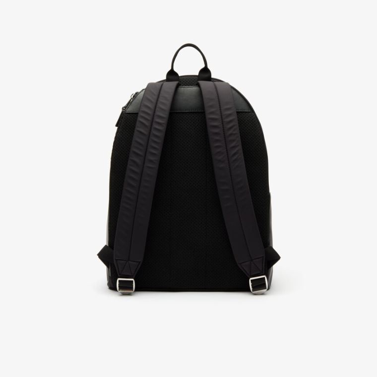 Lacoste L.12.12 Signature Deri Zip Backpack Siyah | jZdXsSvt