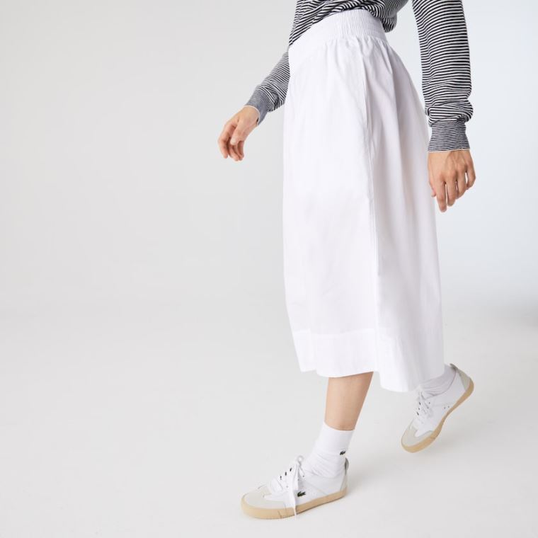 Lacoste Light Pamuklu Poplin Culottes Beyaz | M80E8ieU