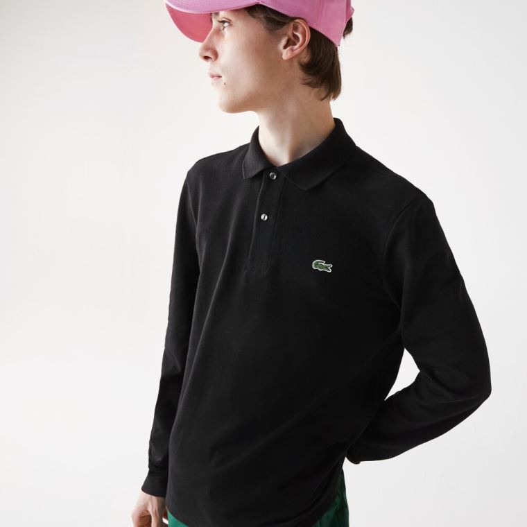 Lacoste Long-Sleeve Klasik Fit L.12.12 Polo Siyah | Z8bQK3Fu