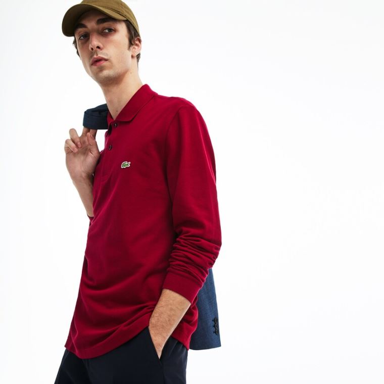 Lacoste Long-Sleeve Klasik Fit L.12.12 Polo Koyu Kırmızı | tq4UJI9D