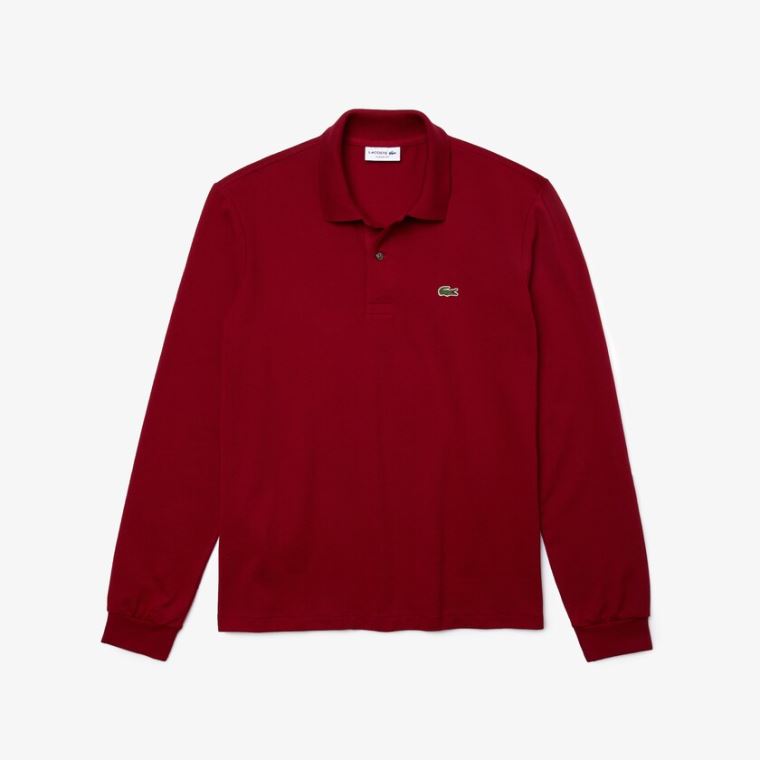 Lacoste Long-Sleeve Klasik Fit L.12.12 Polo Koyu Kırmızı | tq4UJI9D