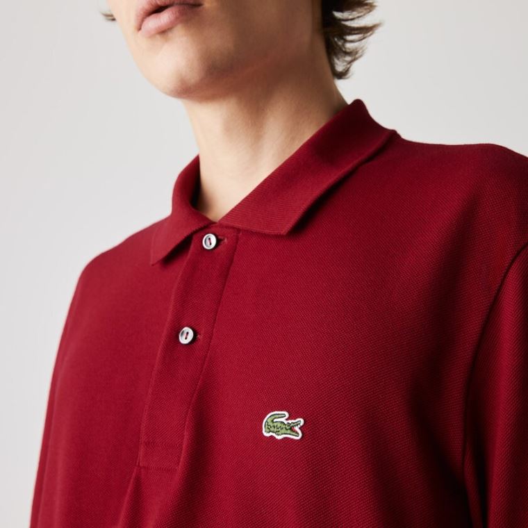 Lacoste Long-Sleeve Klasik Fit L.12.12 Polo Koyu Kırmızı | tq4UJI9D