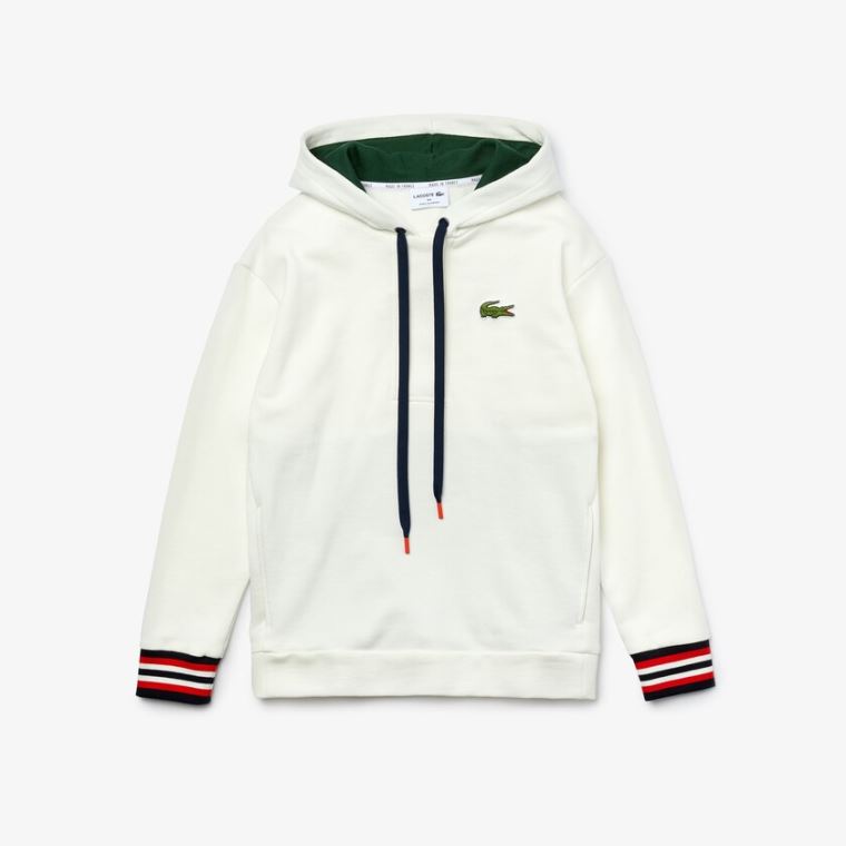 Lacoste Made In France Kukuletalı Organic Pamuklu Fleece Sweatshirt Beyaz | gVXTrQnt