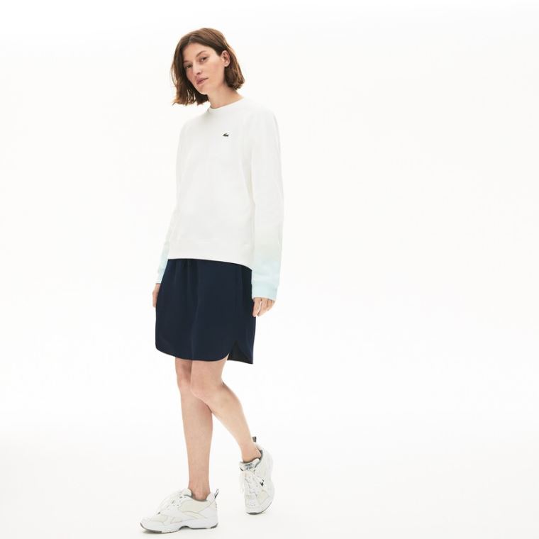 Lacoste Made in France Crew Neck Organic Pamuklu Sweatshirt Turkuaz Açık Yeşil Beyaz | i0JdmmY9