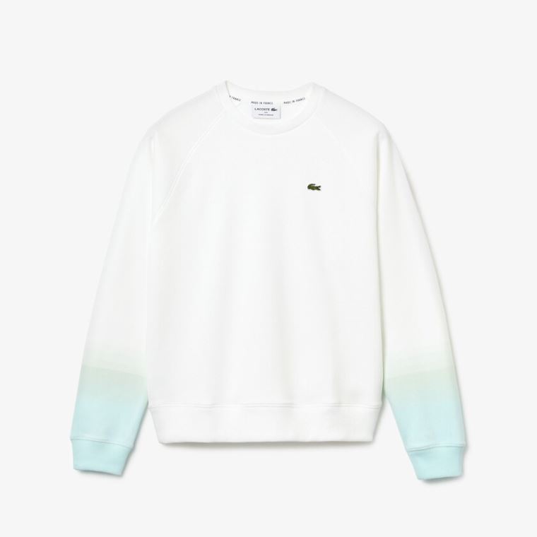 Lacoste Made in France Crew Neck Organic Pamuklu Sweatshirt Turkuaz Açık Yeşil Beyaz | i0JdmmY9