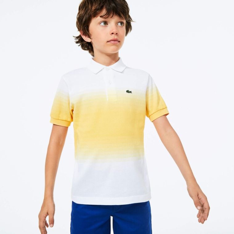 Lacoste Made in France Pamuklu Petit Piqué Ombré Polo Beyaz Sarı | 3MjXtY2H