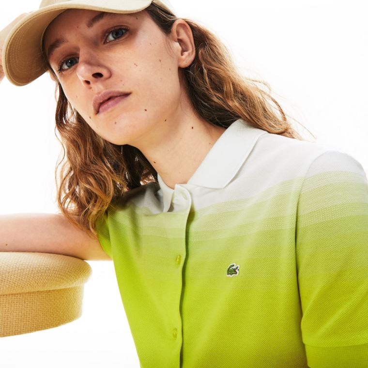 Lacoste Made in France Pamuklu Piqué Polo Elbise Sarı Beyaz | ihJvTCMw