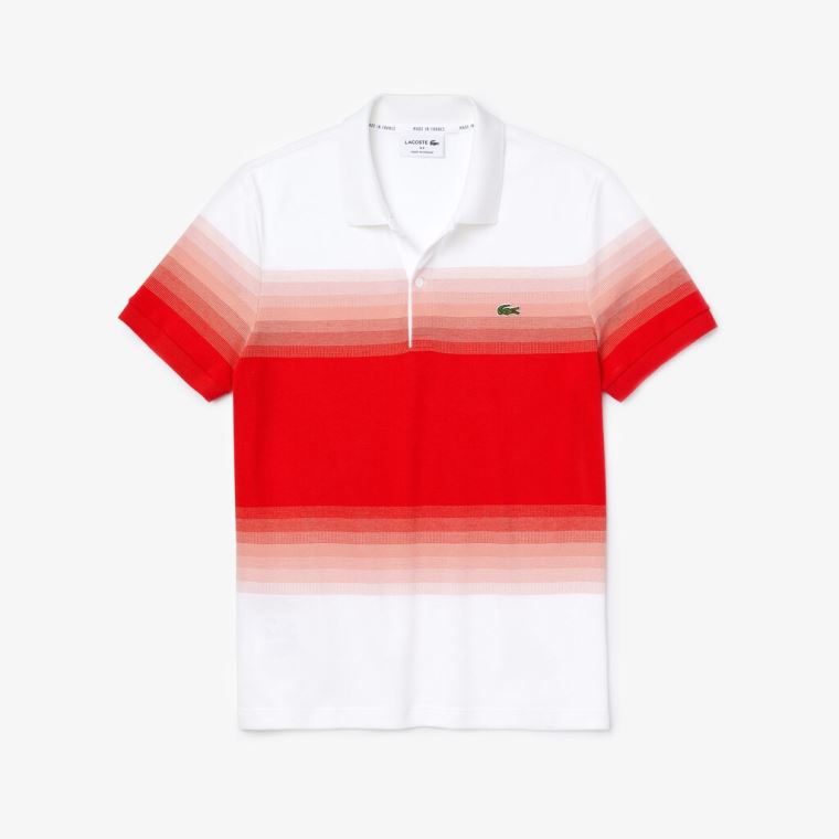 Lacoste Made in France Pamuklu Piqué Regular Fit Polo Shirt Beyaz Kırmızı | ZVkVWZjW