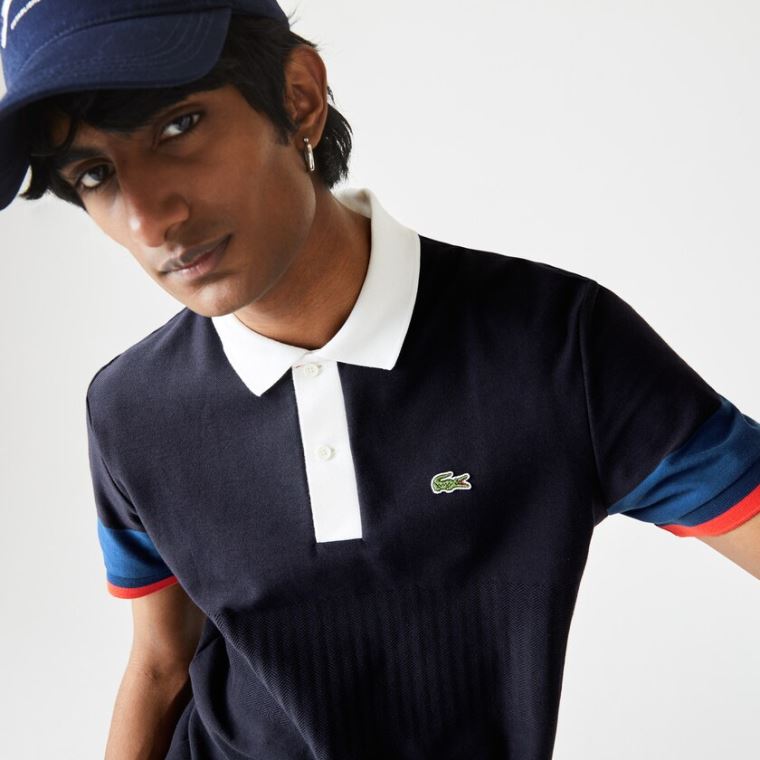 Lacoste Made in France Regular Fit Organic Pamuklu Polo Shirt Lacivert Mavi Mavi Beyaz Kırmızı | A1JWD3cq