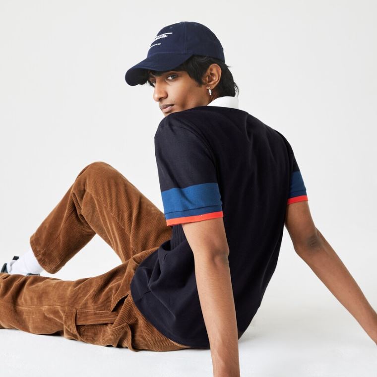 Lacoste Made in France Regular Fit Organic Pamuklu Polo Shirt Lacivert Mavi Mavi Beyaz Kırmızı | A1JWD3cq