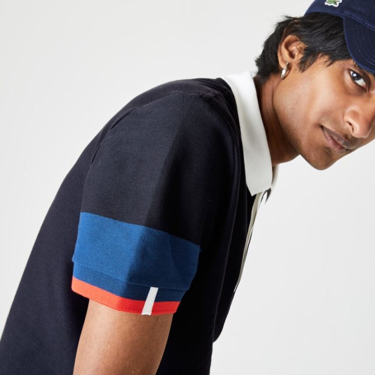 Lacoste Made in France Regular Fit Organic Pamuklu Polo Shirt Lacivert Mavi Mavi Beyaz Kırmızı | A1JWD3cq