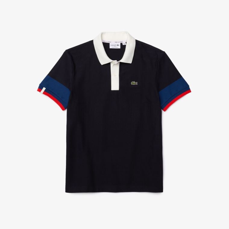 Lacoste Made in France Regular Fit Organic Pamuklu Polo Shirt Lacivert Mavi Mavi Beyaz Kırmızı | A1JWD3cq