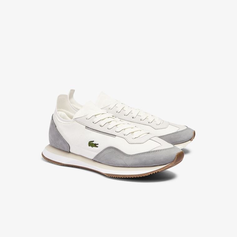 Lacoste Match Break Tekstil Sneakers Beyaz Gri | R7taZnYE