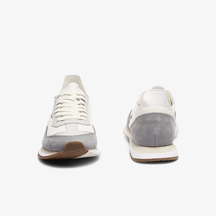 Lacoste Match Break Tekstil Sneakers Beyaz Gri | R7taZnYE