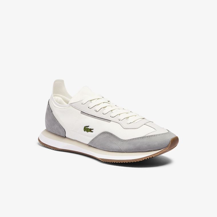 Lacoste Match Break Tekstil Sneakers Beyaz Gri | R7taZnYE