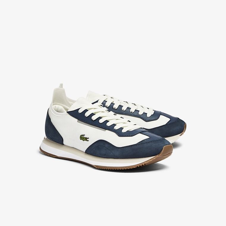 Lacoste Match Break Tekstil Sneakers Beyaz Lacivert | bT1HIb24