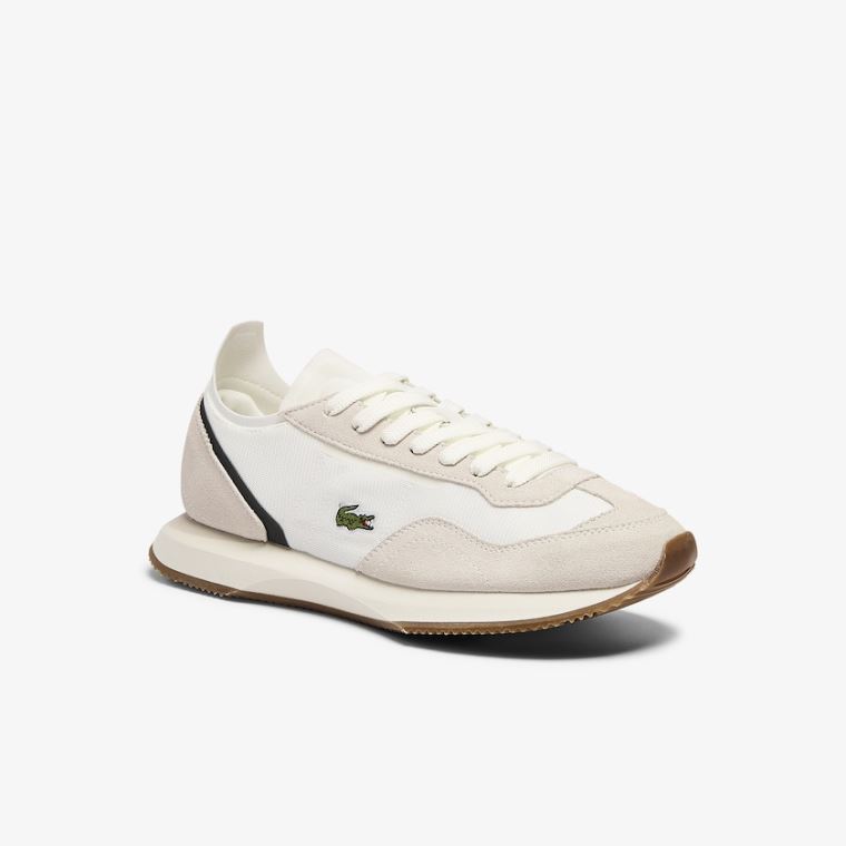 Lacoste Match Break Tekstil and Süet Sneakers Beyaz Koyu Yeşil | tUV6Ipnp