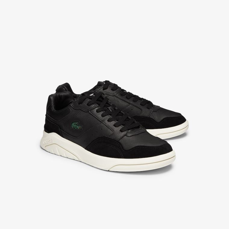 Lacoste Men’s Game Advance Luxe Deri and Süet Sneakers Siyah Gri | k2O0iJfy