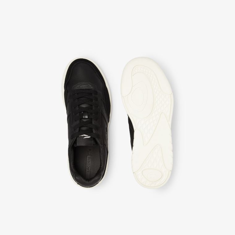 Lacoste Men’s Game Advance Luxe Deri and Süet Sneakers Siyah Gri | k2O0iJfy