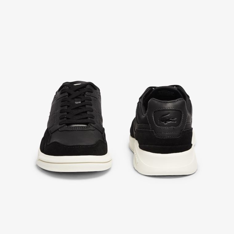 Lacoste Men’s Game Advance Luxe Deri and Süet Sneakers Siyah Gri | k2O0iJfy