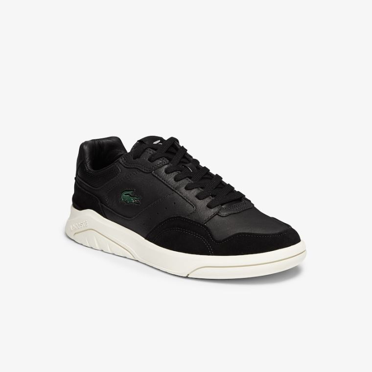 Lacoste Men’s Game Advance Luxe Deri and Süet Sneakers Siyah Gri | k2O0iJfy