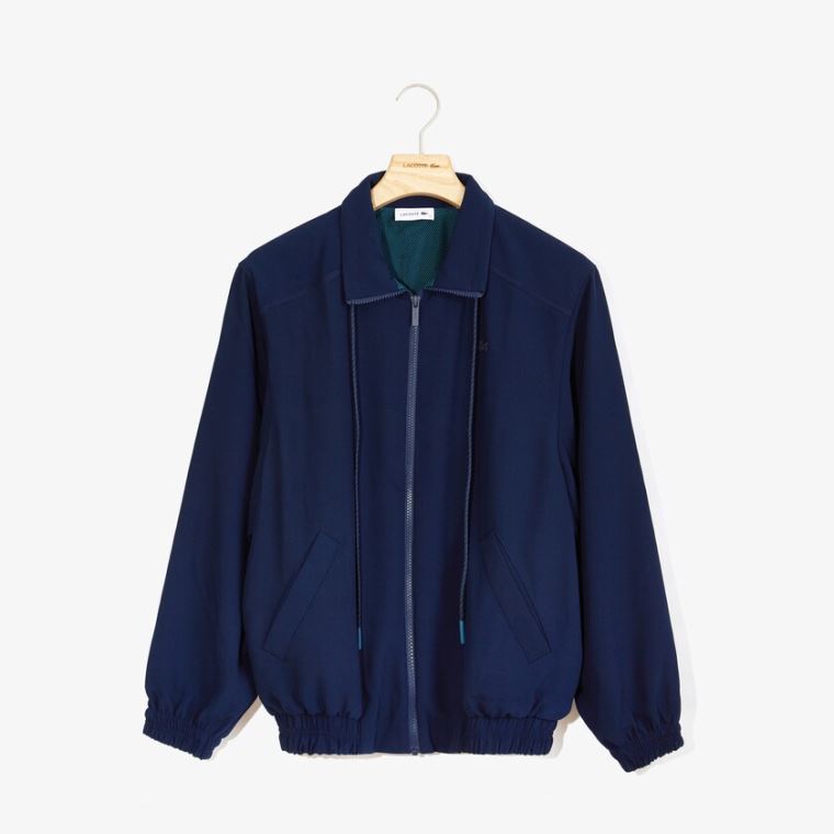 Lacoste Motion Oversized Twill Zippered Jacket Lacivert Mavi | QCKAUDsJ