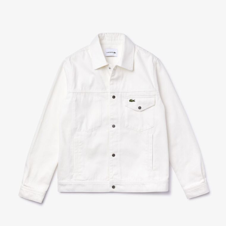 Lacoste Multi-Pocket Denim Jacket Beyaz | LOboFT9F