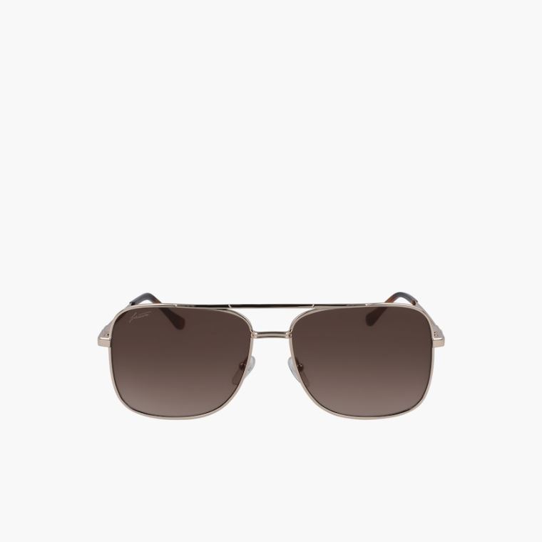 Lacoste Navigator Metal Signature 101 Sunglasses Altın | CLV7hdpR