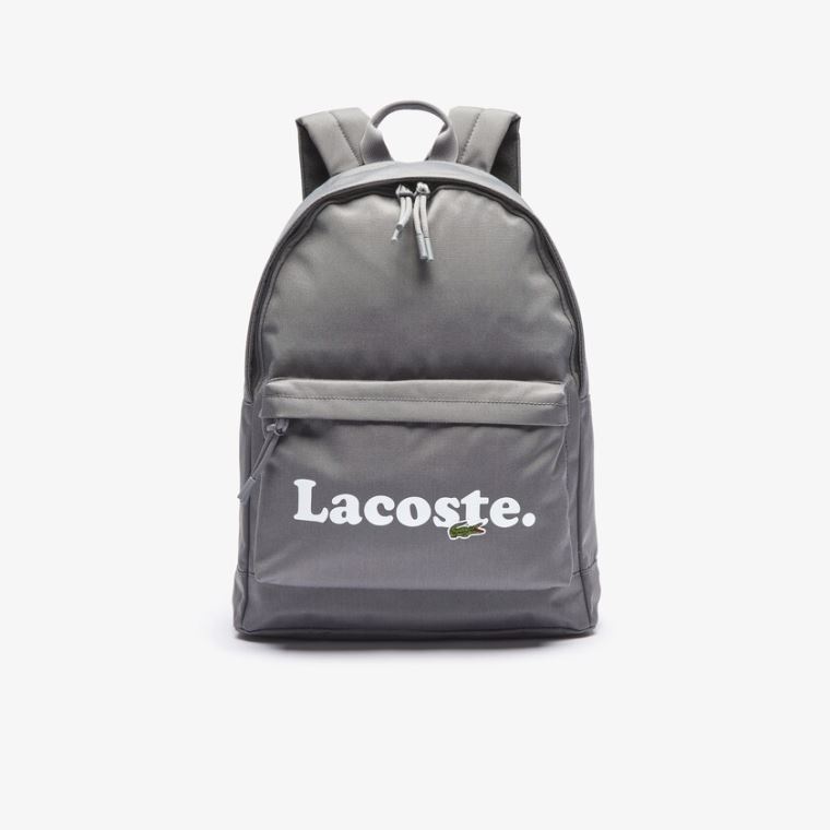 Lacoste Neocroc Branded Kanvas Backpack Gri | BhovPhr5