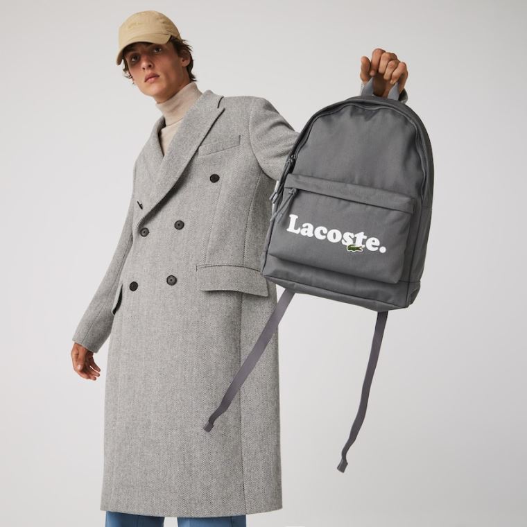 Lacoste Neocroc Branded Kanvas Backpack Gri | BhovPhr5